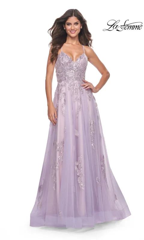 La Femme Sequin-Embroidered Long Prom Dress 32090 sold by PromGirl