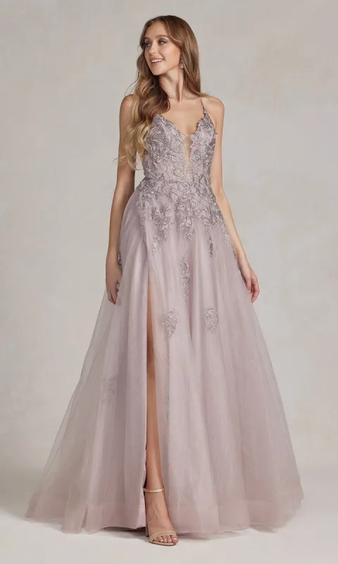 Open-Back Long Prom Ball Gown with Beads sold by PromGirl