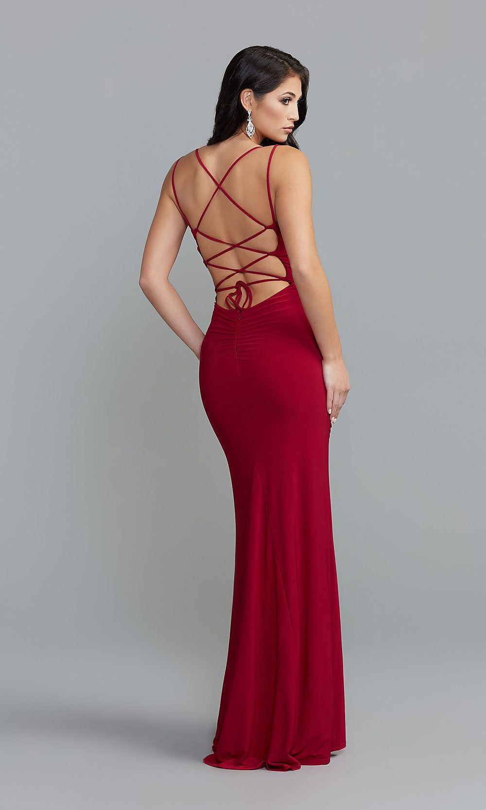 Side-Ruched Long Tight Red Prom Dress by Jump sold by PromGirl