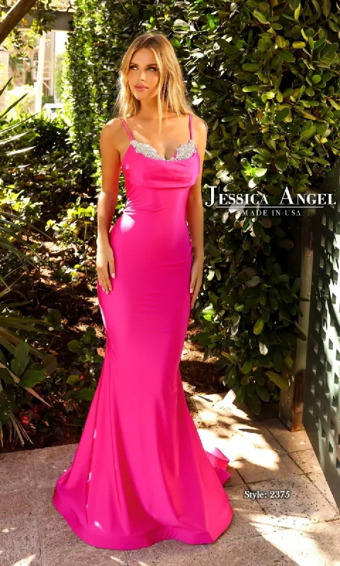 Beaded-Neck Long Prom Dress: Jessica Angel 2375 sold by PromGirl