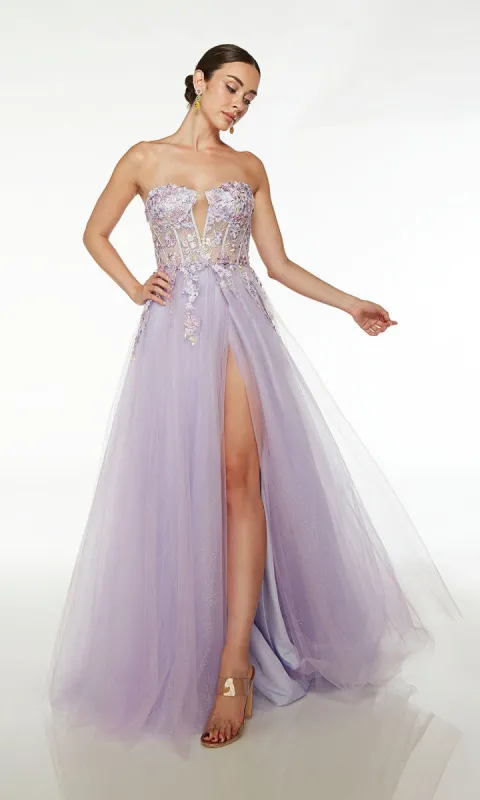 Alyce Liliac Strapless Long Prom Dress 61654 sold by PromGirl
