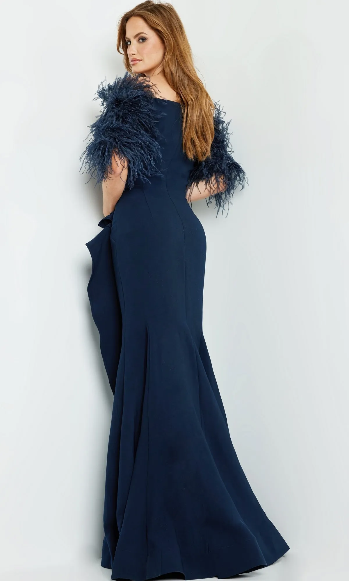 Jovani Feather-Trim Long Formal Dress 09154 sold by PromGirl product image thumbnail 2