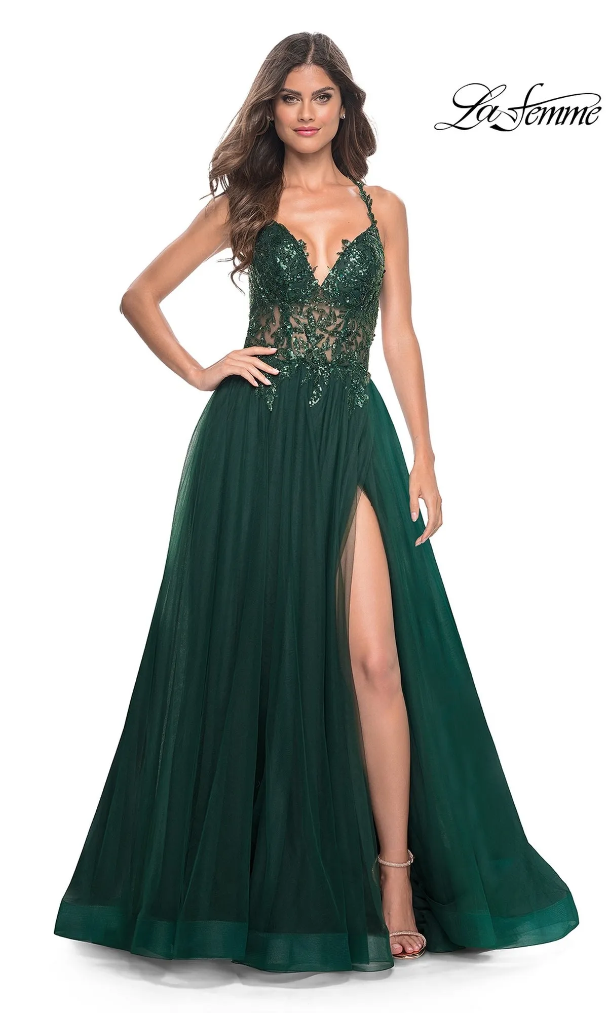 La Femme Beaded-Bodice Long A-Line Prom Gown 31471 sold by PromGirl product image thumbnail 4
