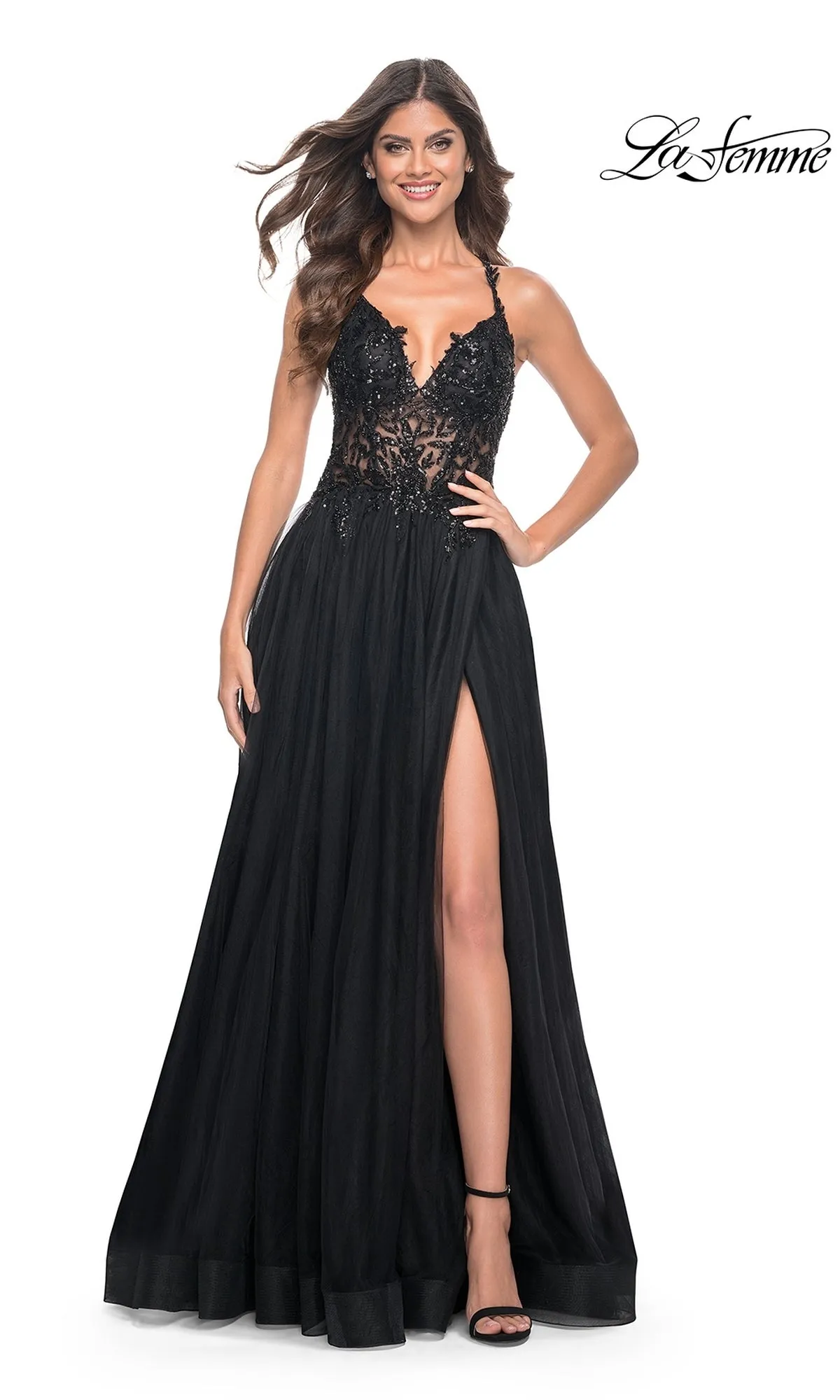 La Femme Beaded-Bodice Long A-Line Prom Gown 31471 sold by PromGirl product image thumbnail 3
