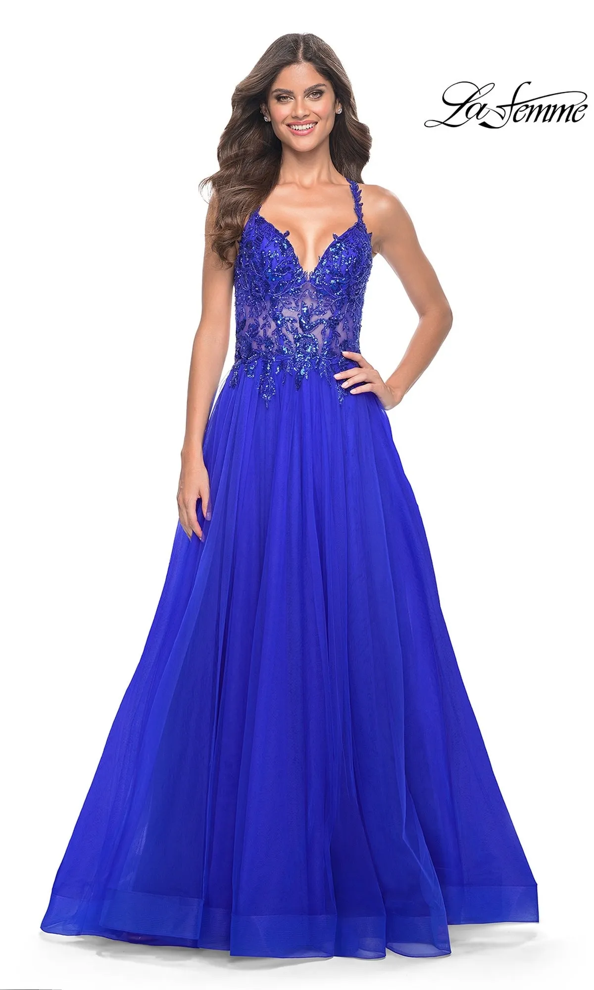 La Femme Beaded-Bodice Long A-Line Prom Gown 31471 sold by PromGirl product image thumbnail 5