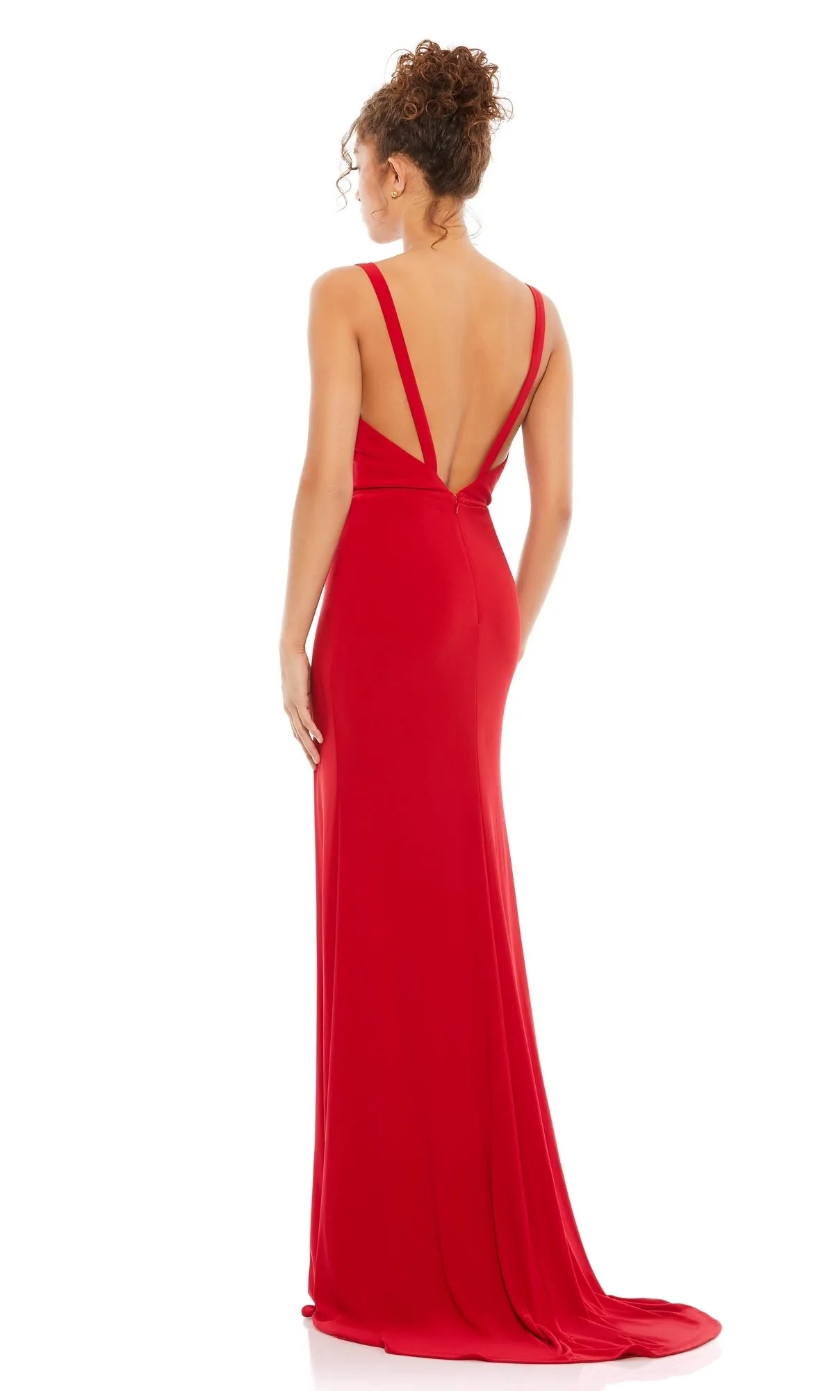 Deep V-Neck Long Red Formal Prom Dress 25846 sold by PromGirl product image thumbnail 2