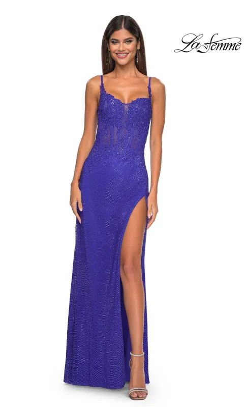 Embroidered-Lace Long Prom Dress: La Femme 32409 sold by PromGirl