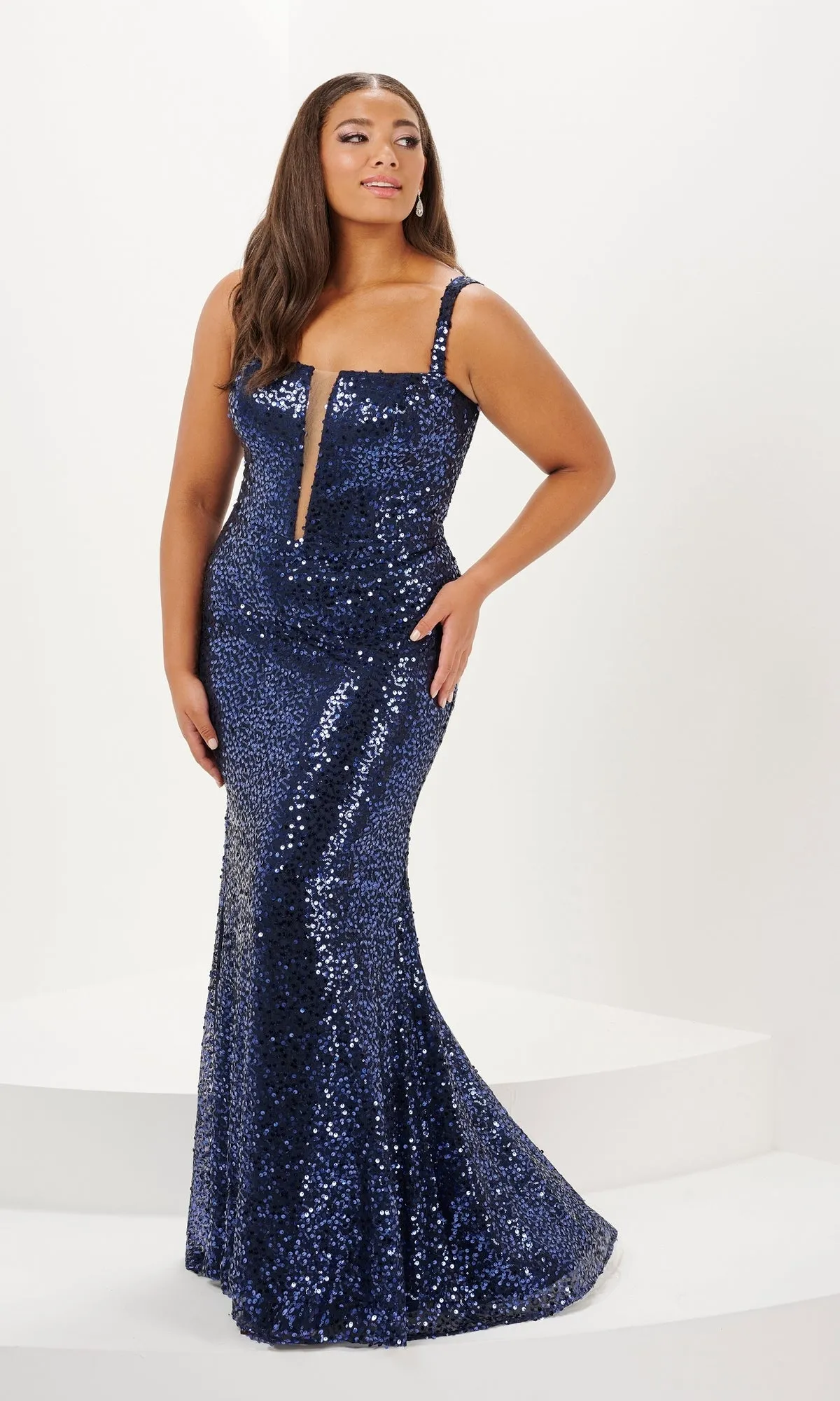 Tiffany Long Plus-Size Sequin Prom Dress 16123 sold by PromGirl