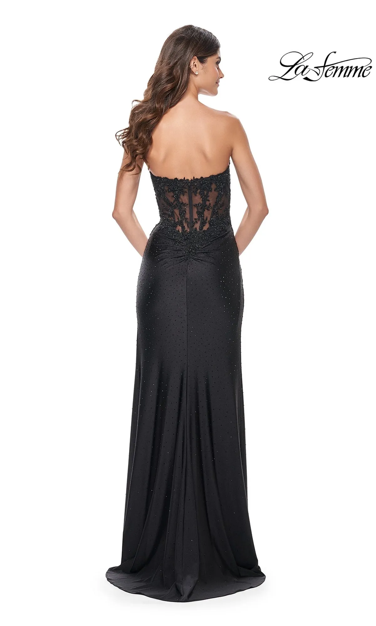 La Femme Sheer-Waist Strapless Long Prom Dress 32011 sold by PromGirl product image thumbnail 2