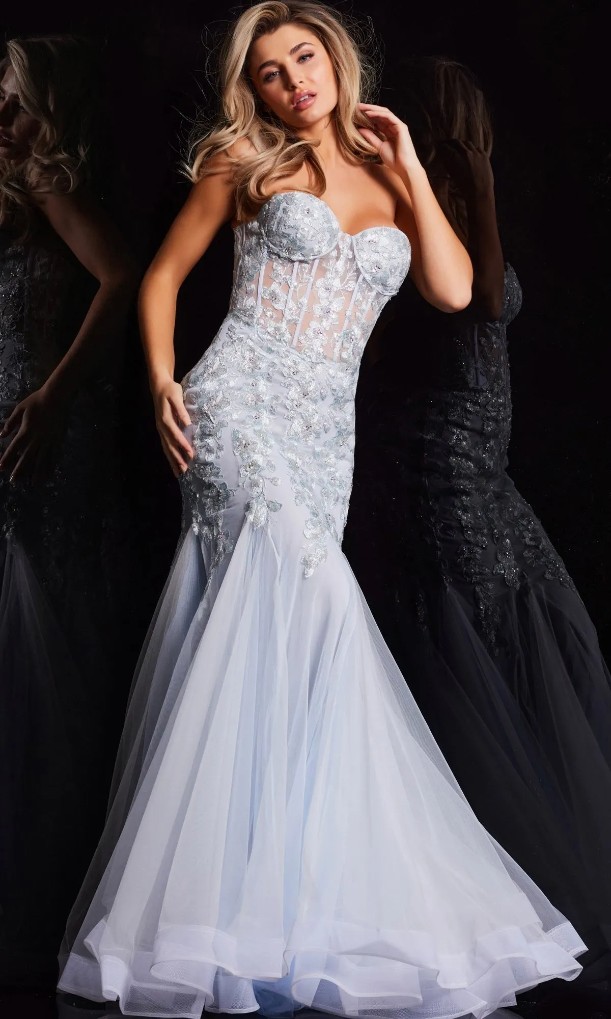 Jovani Strapless Long Light Blue Prom Dress 22924 sold by PromGirl product image thumbnail 3