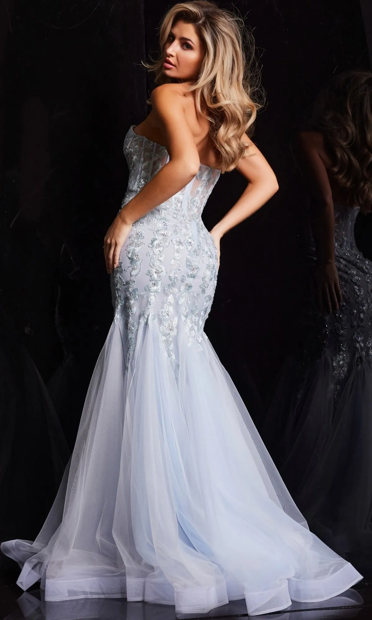 Jovani Strapless Long Light Blue Prom Dress 22924 sold by PromGirl product image thumbnail 2