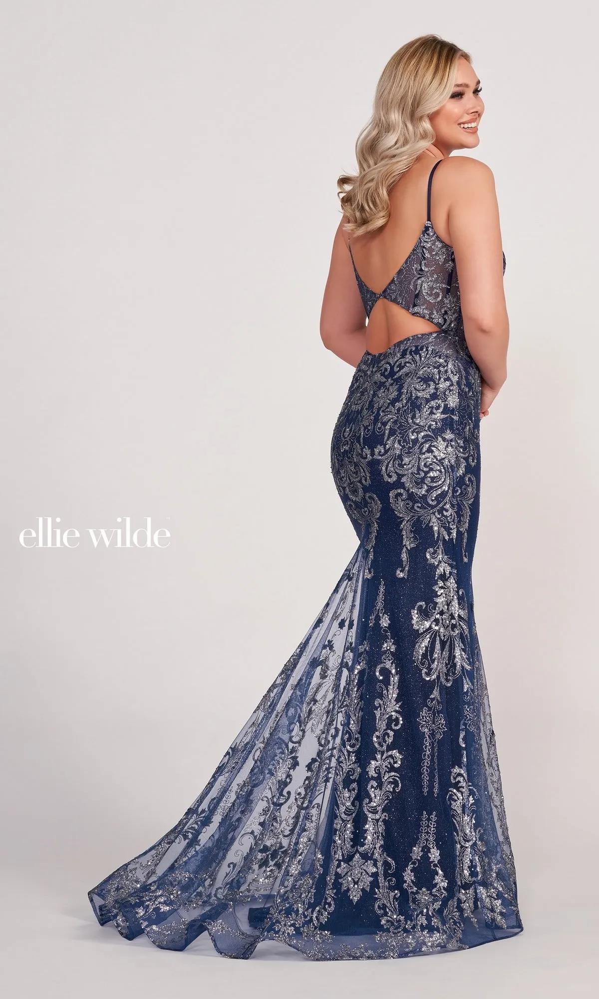 Sequin and Glitter Mermaid Prom Dress by Ellie Wilde sold by PromGirl product image thumbnail 2