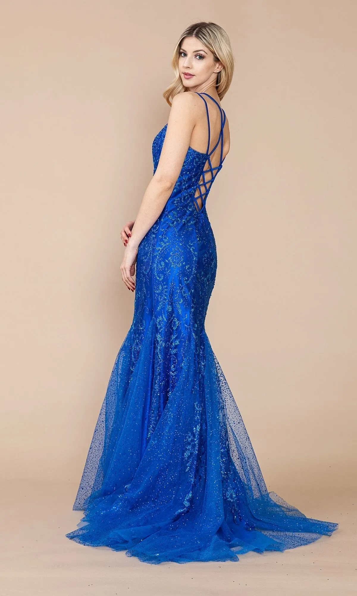 Glitter-Print Long Mermaid Prom Dress 9306 sold by PromGirl product image thumbnail 2