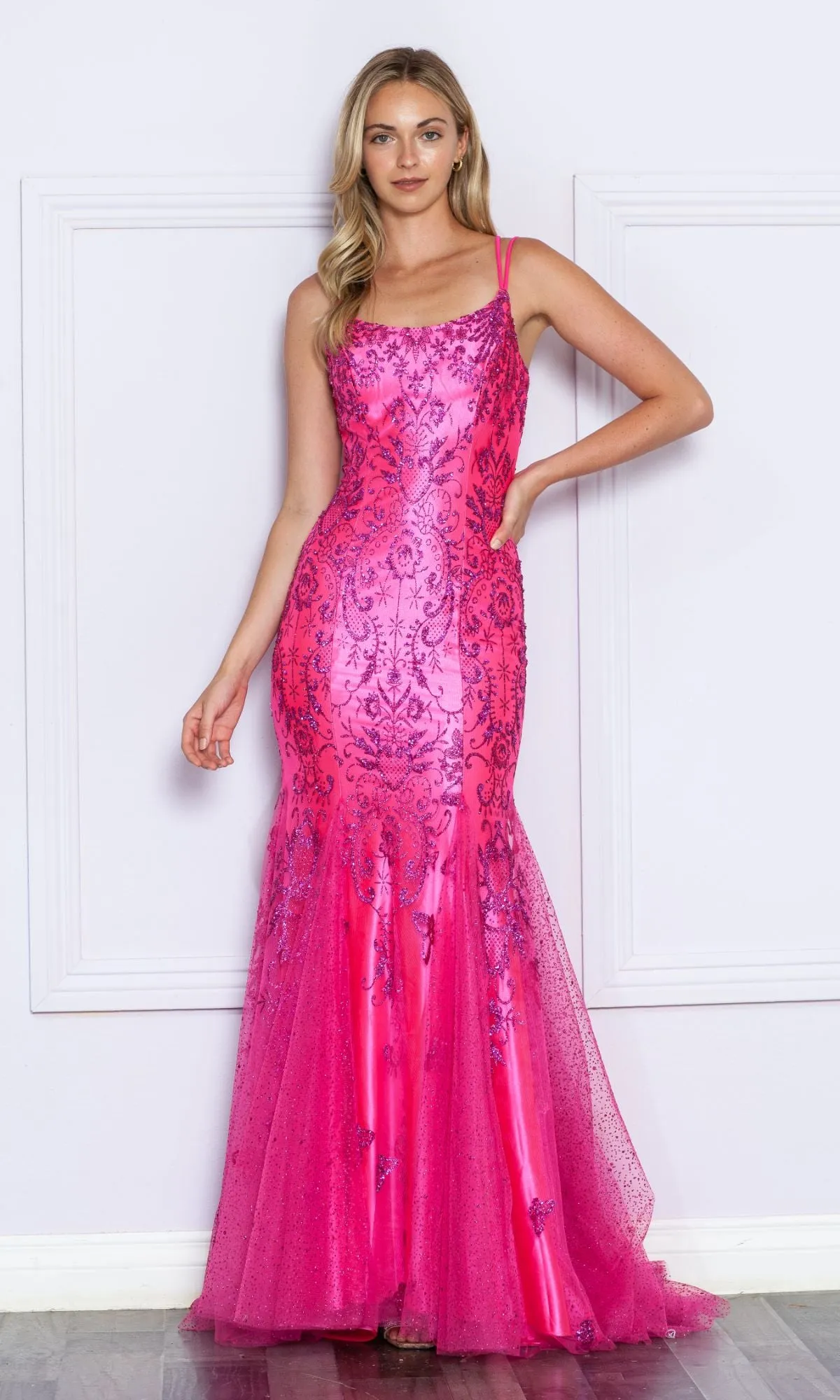 Glitter-Print Long Mermaid Prom Dress 9306 sold by PromGirl product image thumbnail 5