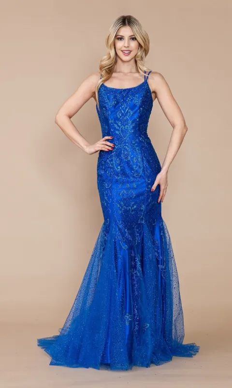 Glitter-Print Long Mermaid Prom Dress 9306 sold by PromGirl