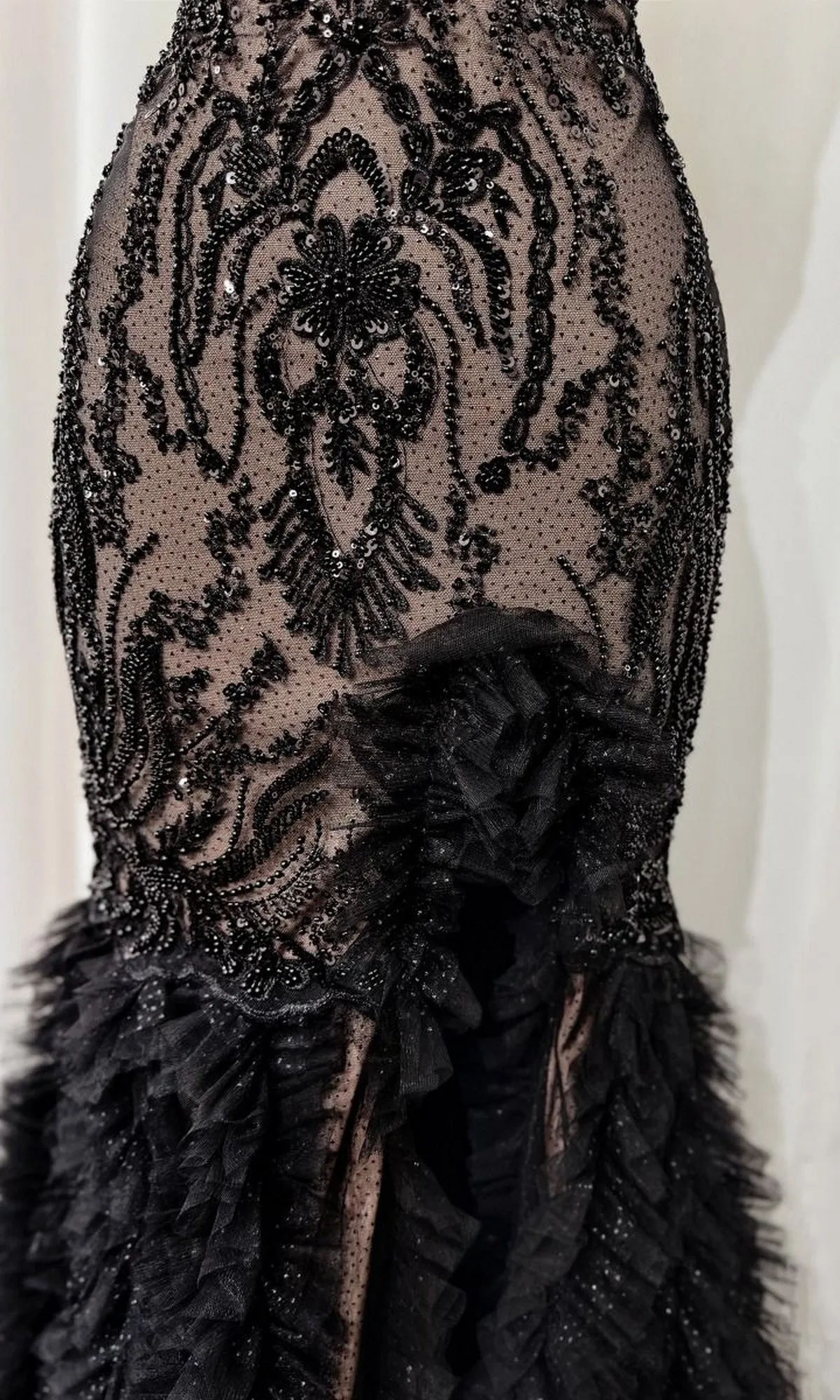 Long Black Beaded Formal Dress: Andrea & Leo A1299 sold by PromGirl product image thumbnail 3