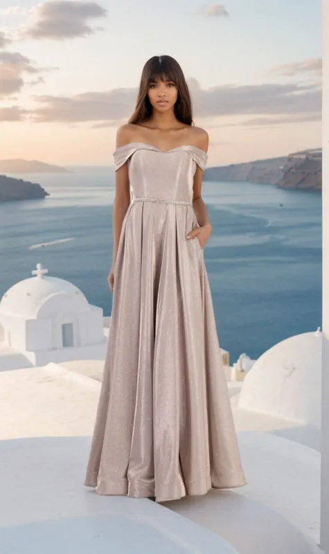 Long Glitter A-Line Prom Dress: Chicas DM4007 sold by PromGirl