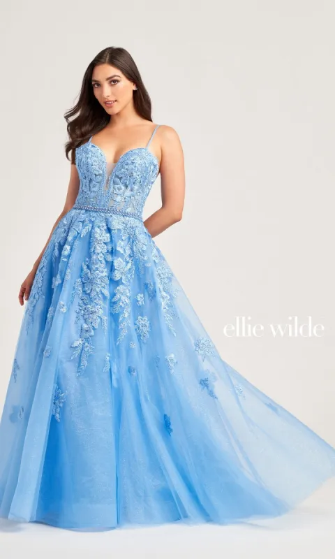 Glitter Ellie Wilde Long Prom Ball Gown EW35016 made by PromGirl