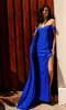 Draped-Sleeve Long Glitter Prom Dress P1399 sold by PromGirl