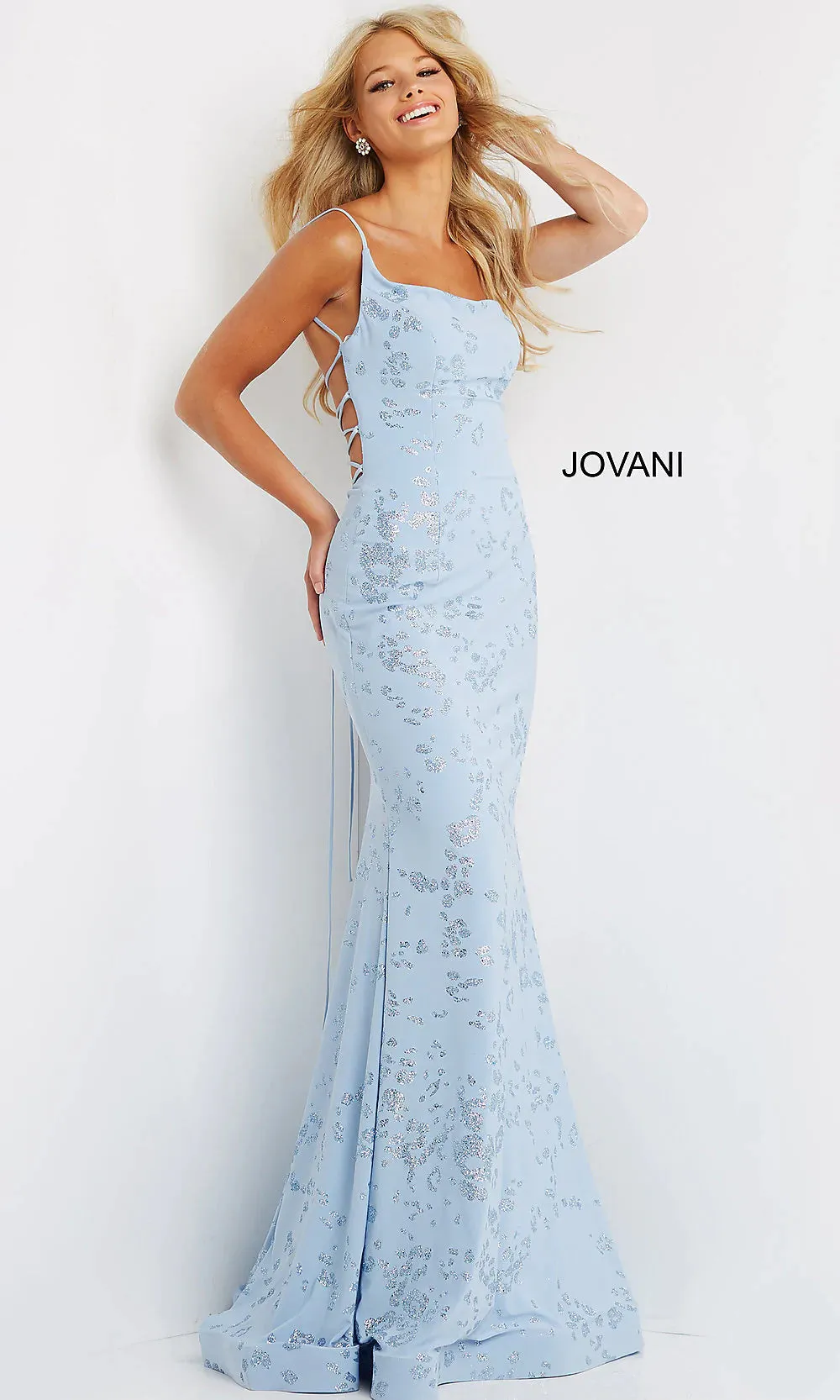 Light Blue JVN By Jovani Glitter Prom Dress JVN06202 sold by PromGirl