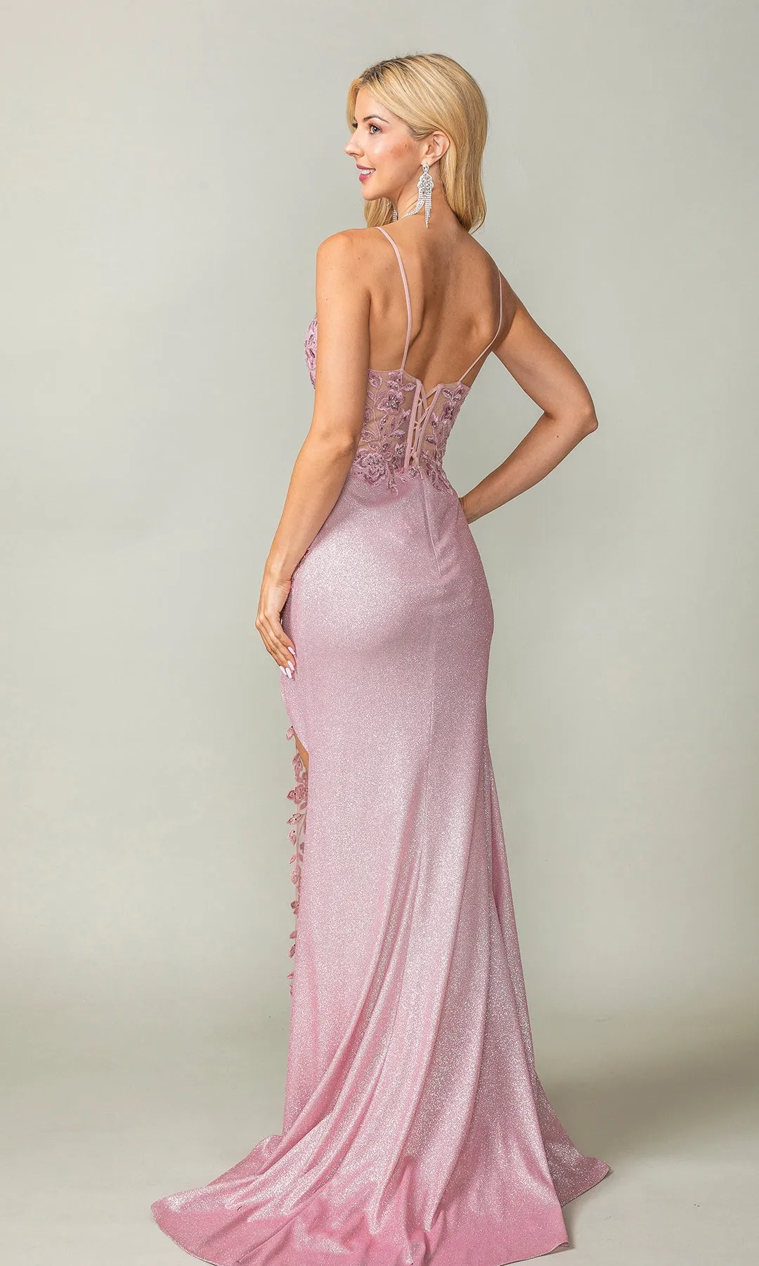 Draped Long Glitter Prom Dress: Dancing Queen 4377 sold by PromGirl product image thumbnail 2