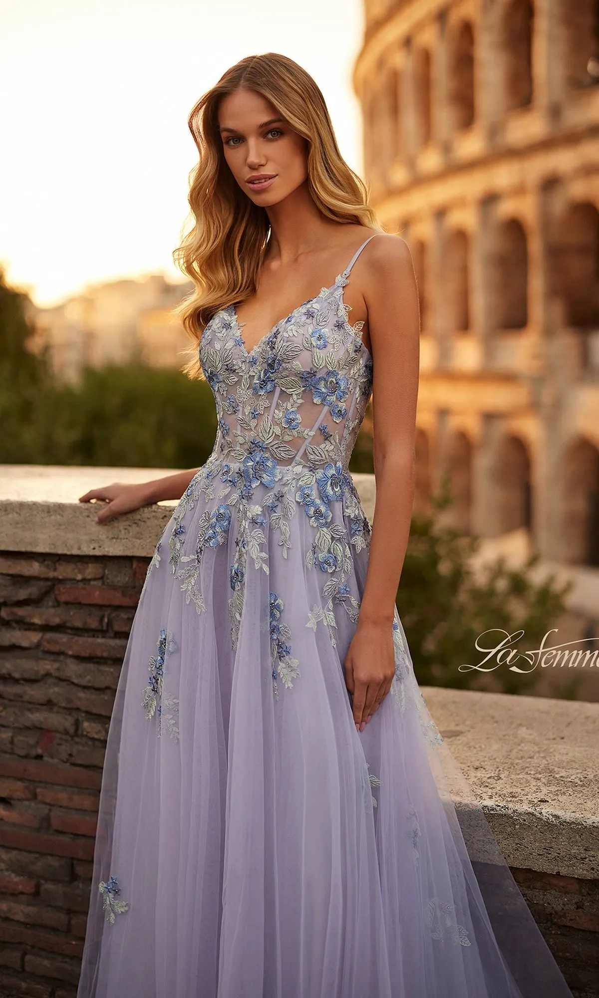 La Femme Long Lavender A-Line Prom Dress 32288 sold by PromGirl product image thumbnail 4