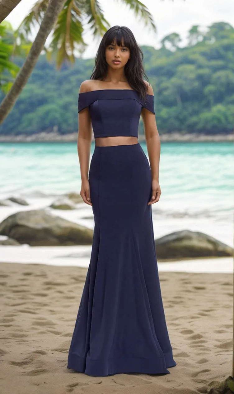 La Femme Two-Piece Off-Shoulder Prom Dress 25578 sold by PromGirl