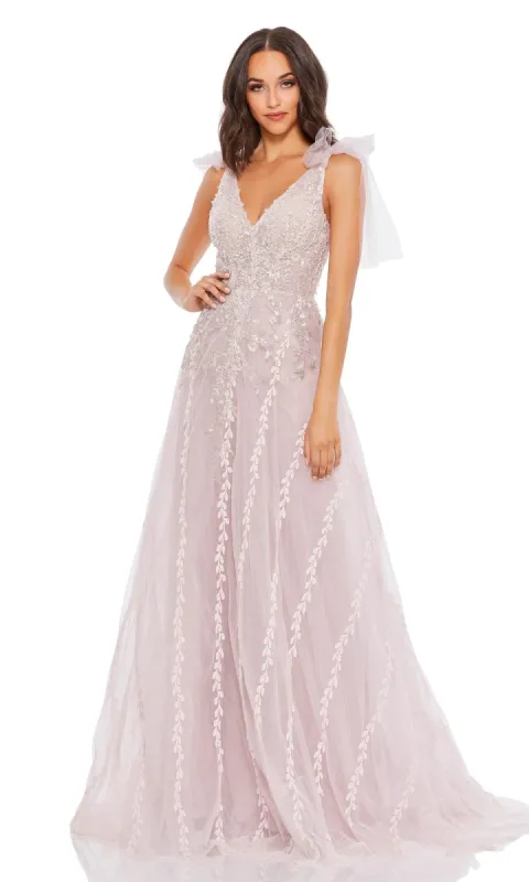 Embroidered Light Pink Prom Dress with Bows 20313 sold by PromGirl