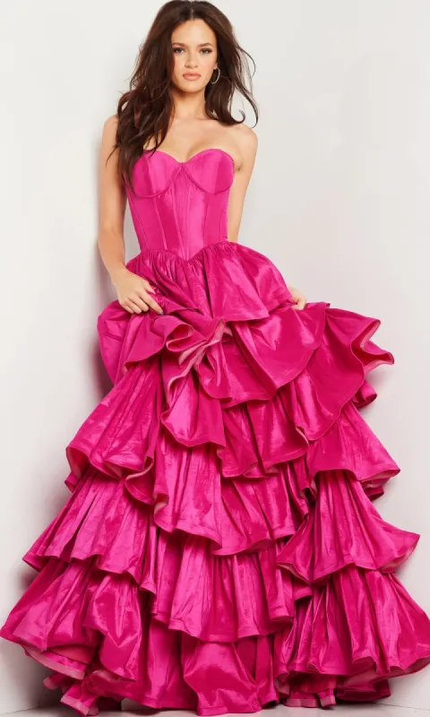 Strapless Ruffled Prom Ball Gown: Jovani 36619 sold by PromGirl