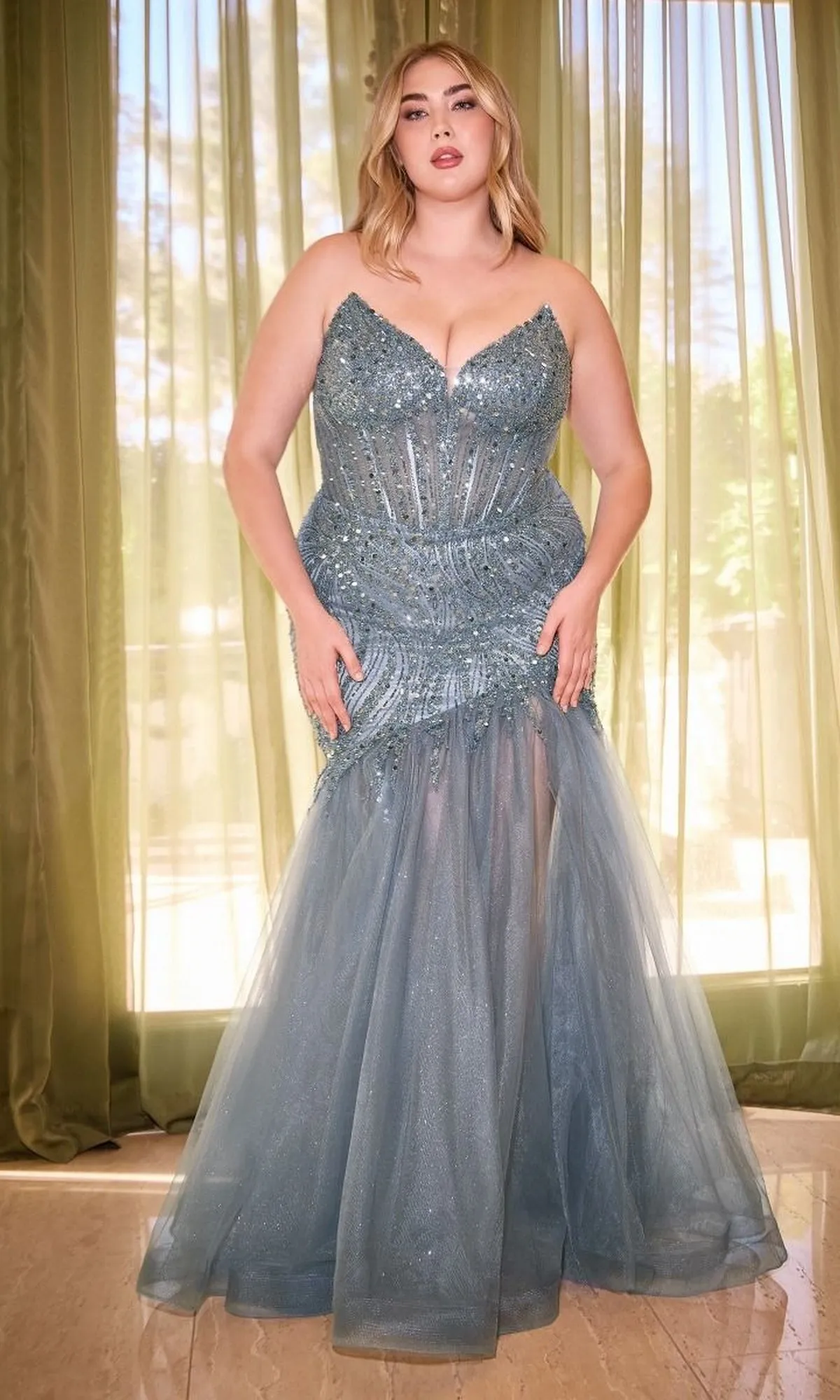 Plus-Size Long Mermaid Prom Dress CD0214C sold by PromGirl product image thumbnail 3