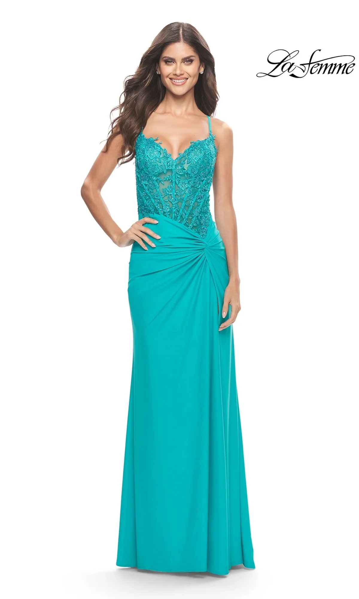 Sheer-Bodice Long Prom Dress: La Femme 31447 sold by PromGirl product image thumbnail 5