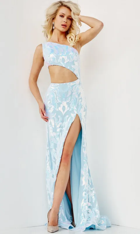 Jovani Sequin-Print Long Cut-Out Prom Dress 22853 sold by PromGirl