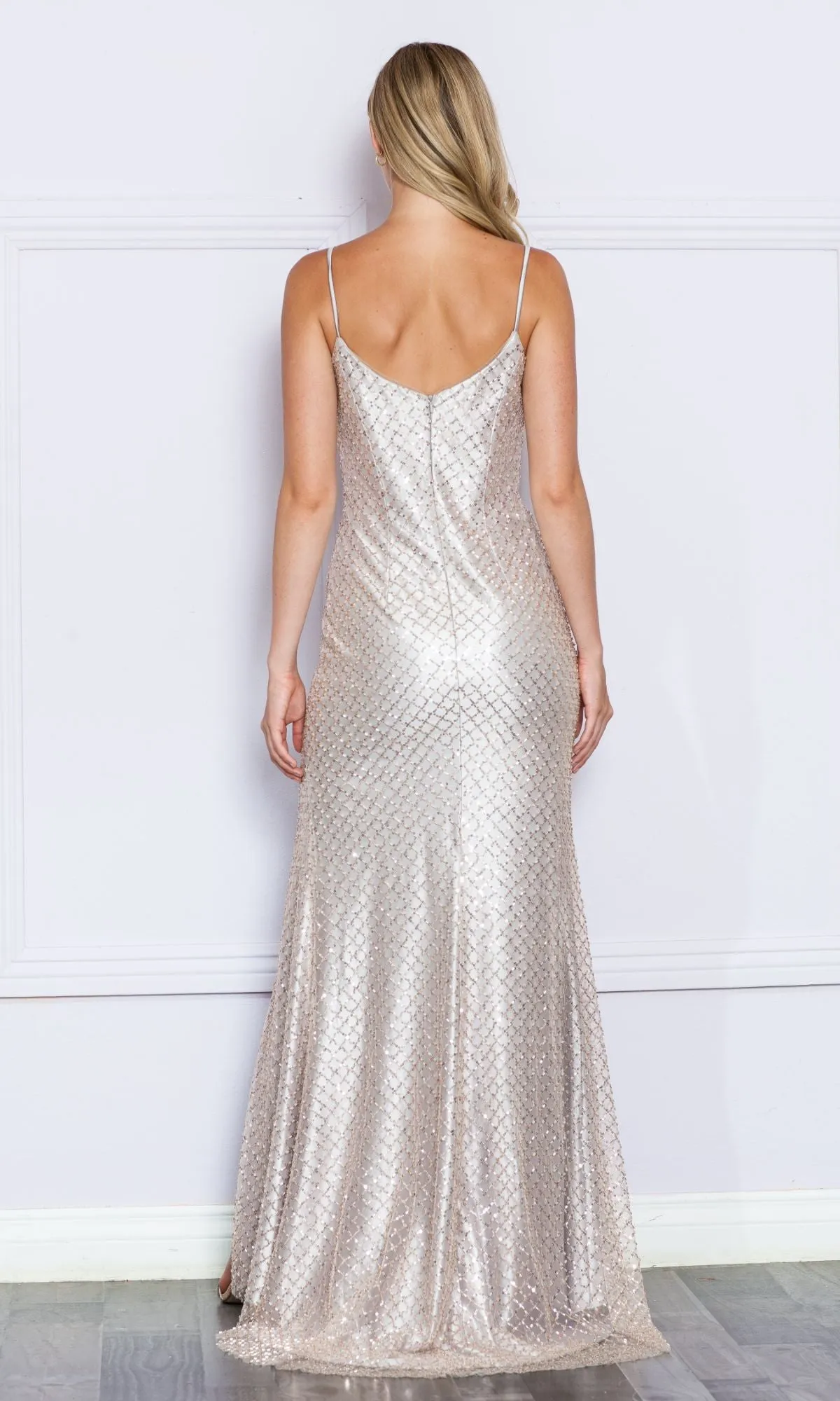 Sequin-Net Long Prom Dress with Side Slit 9288 sold by PromGirl product image thumbnail 2