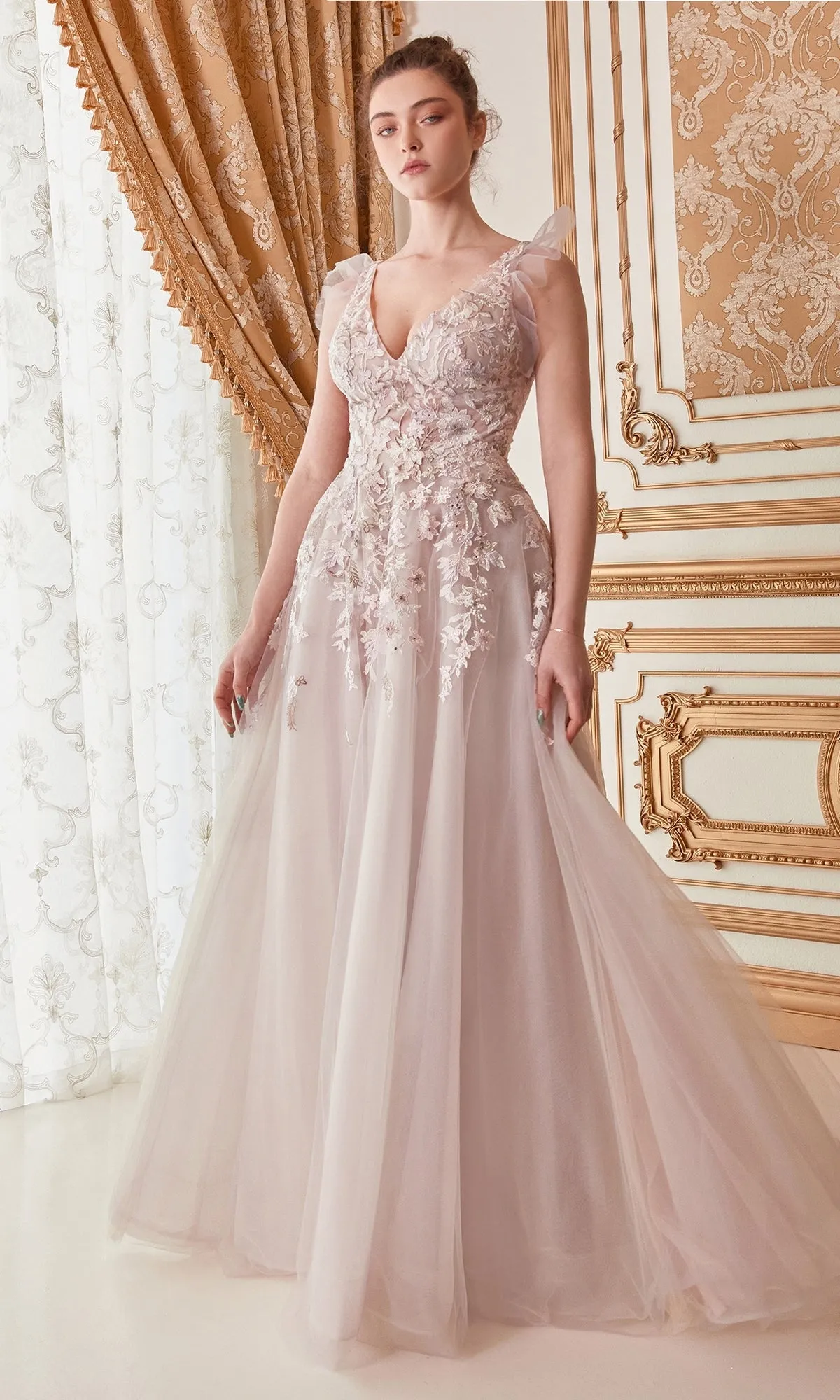 Mauve Pink Cap-Sleeve Long Prom Ball Gown A1018 sold by PromGirl product image thumbnail 5