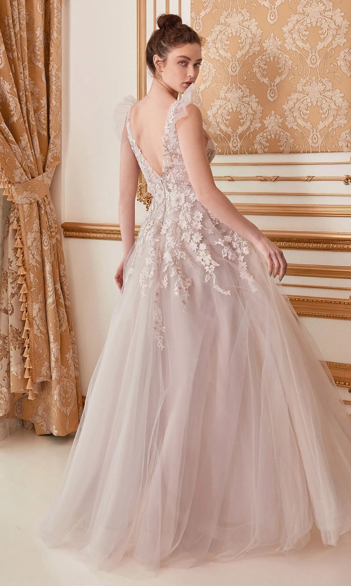 Mauve Pink Cap-Sleeve Long Prom Ball Gown A1018 sold by PromGirl product image thumbnail 3