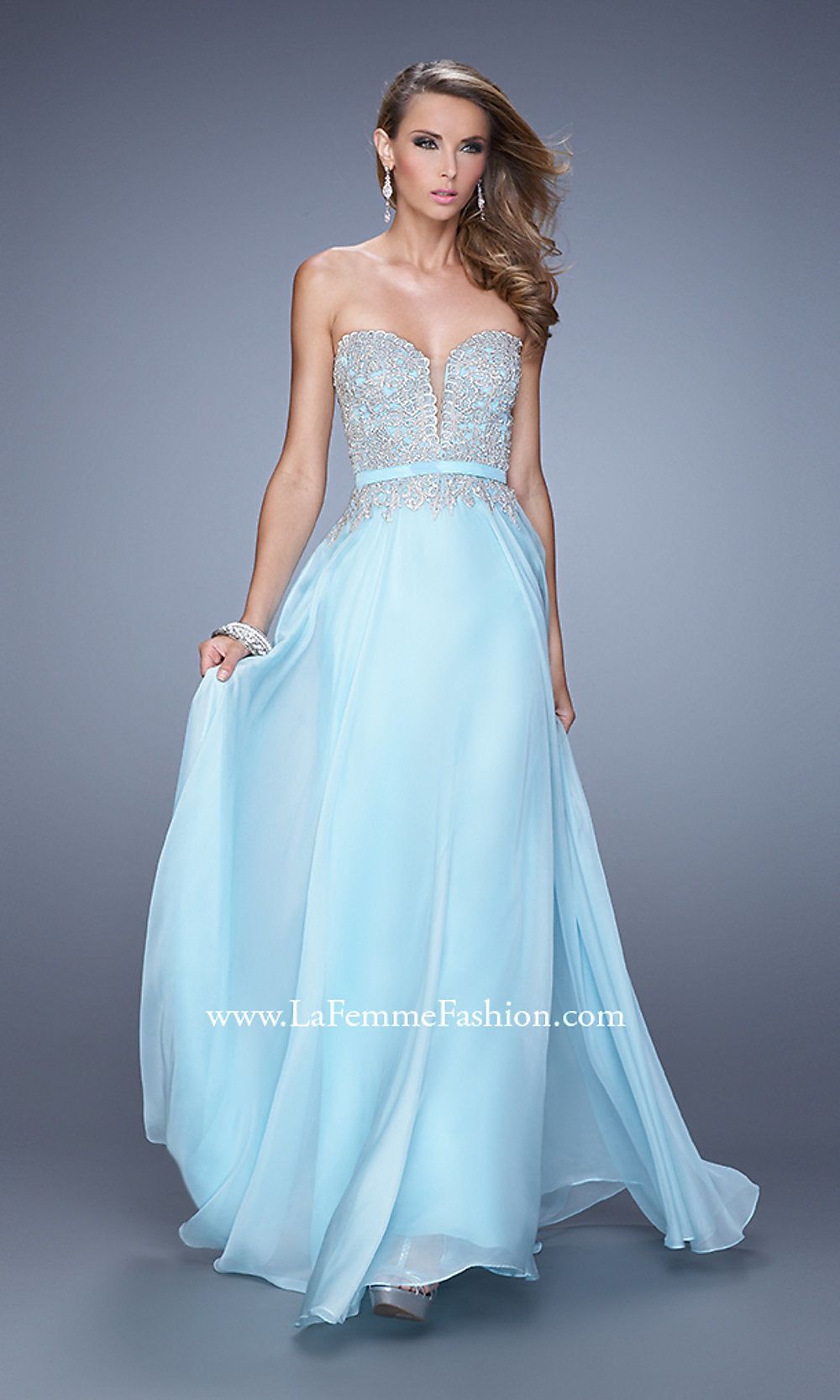 Elegant Strapless Evening Gown by La Femme sold by PromGirl