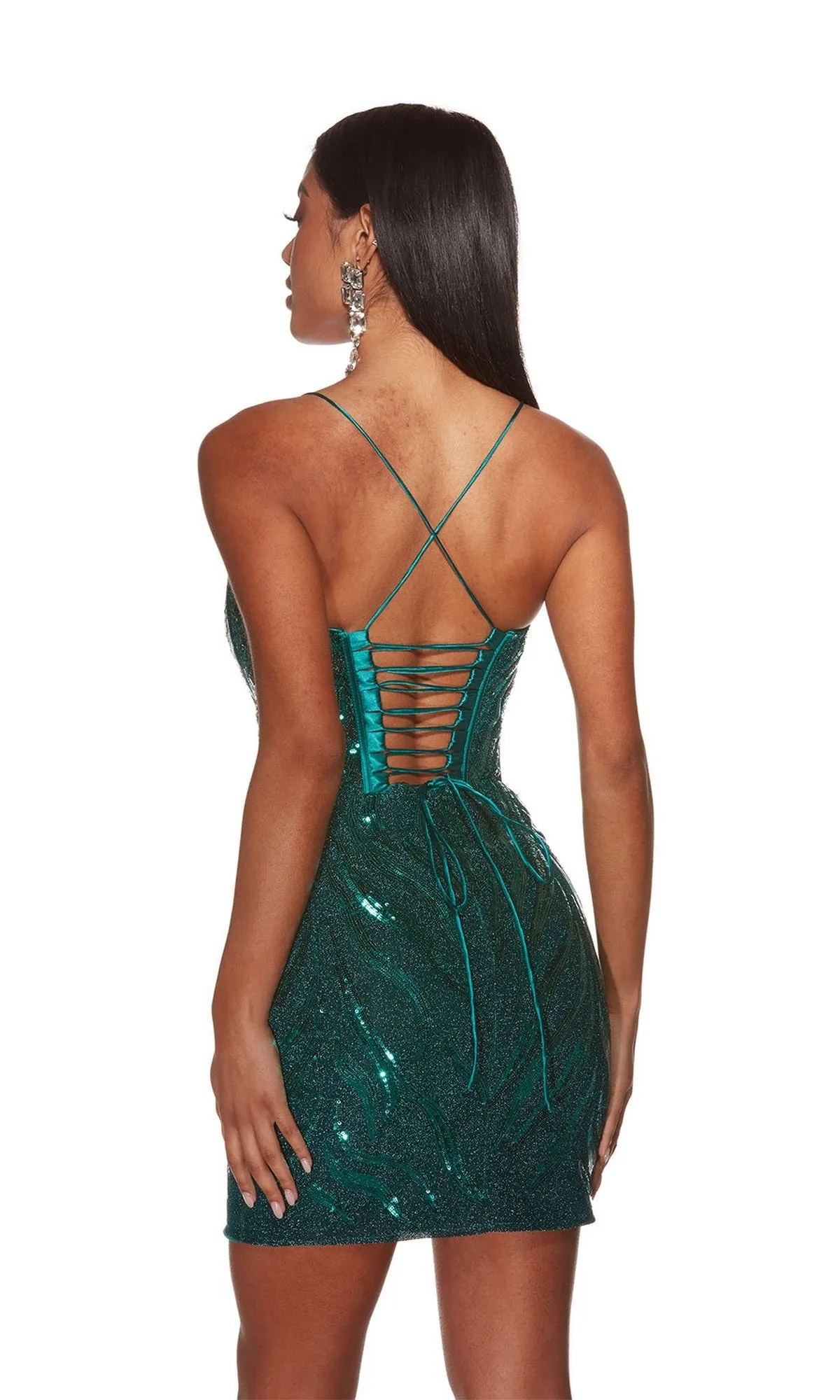 Alyce Back-Tie Short Sequin-Print Hoco Dress 4890 sold by PromGirl product image thumbnail 2