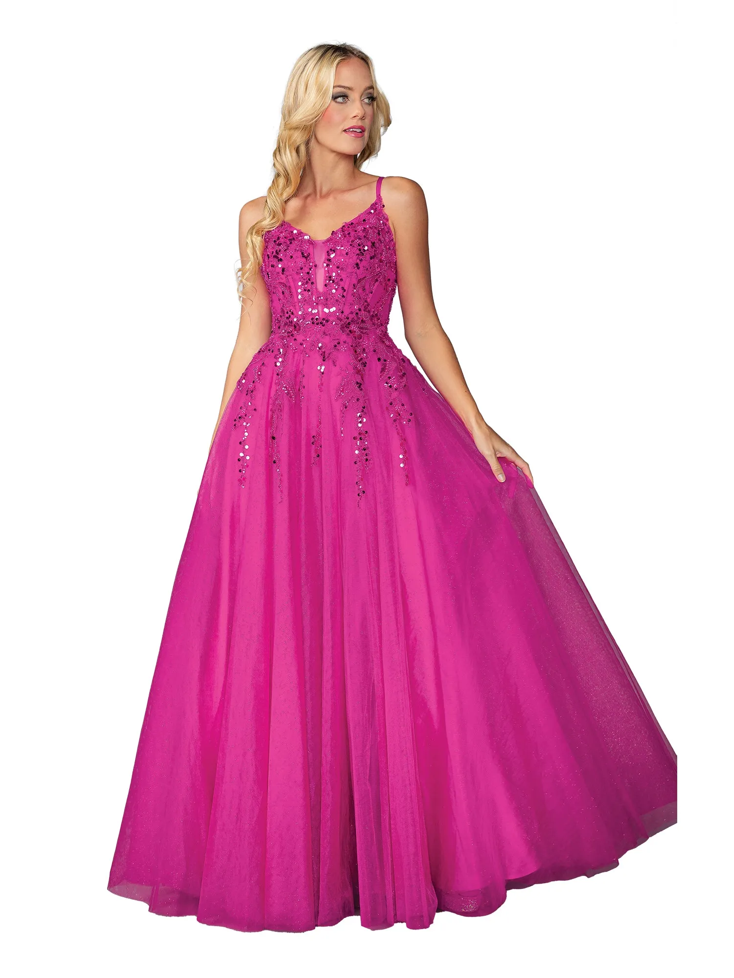 Long Tulle Prom Ball Gown: Dancing Queen 4437 sold by PromGirl product image thumbnail 3
