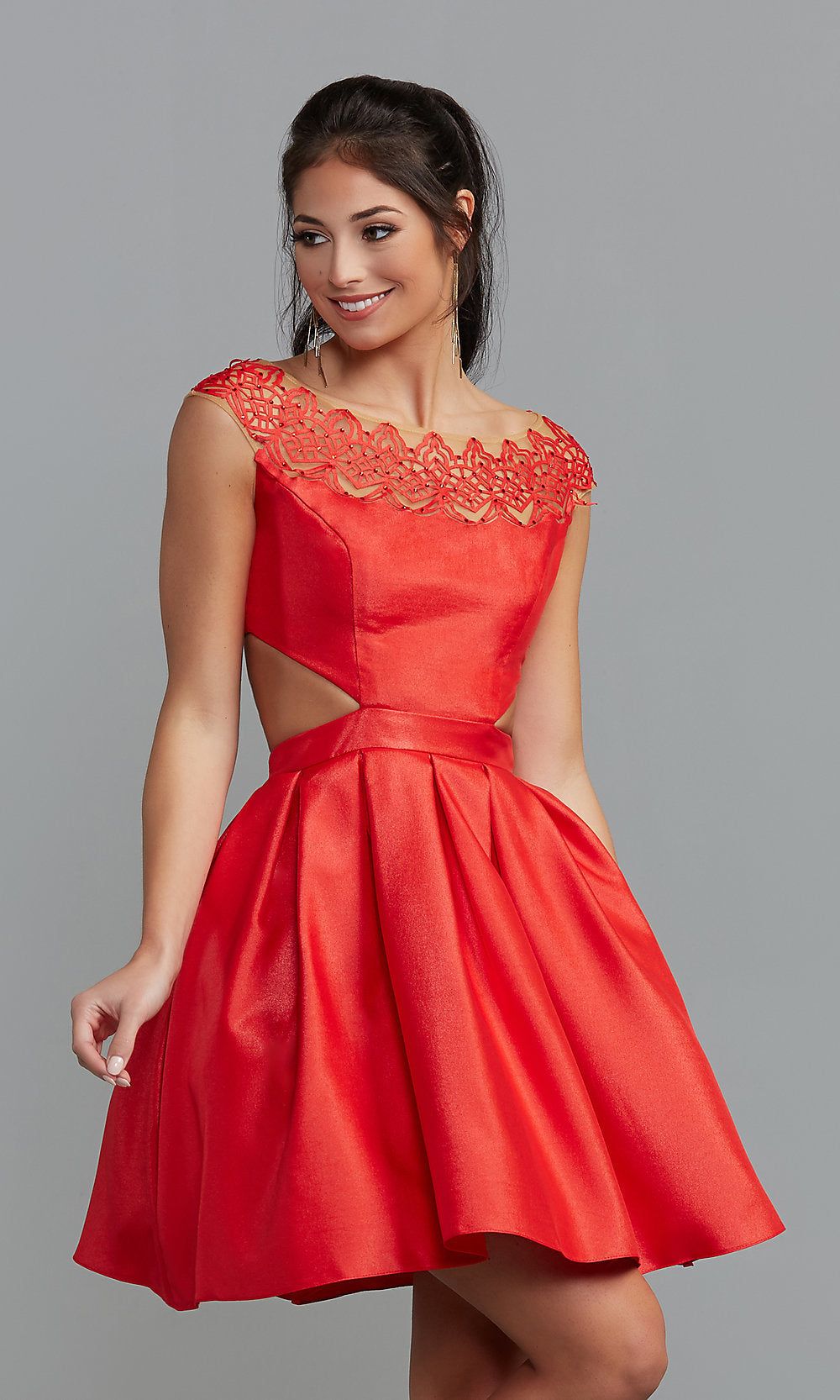 Cap-Sleeve Cocktail Party Dress sold by PromGirl product image thumbnail 3