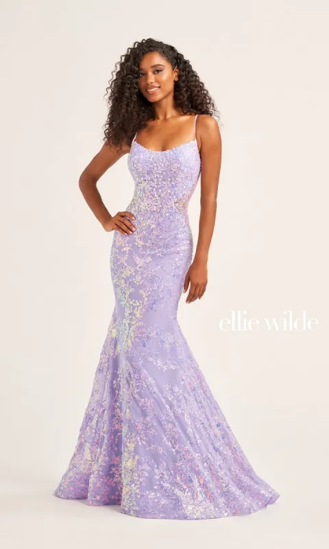 Ellie Wilde Long Sequin Mermaid Prom Dress EW35015 made by PromGirl