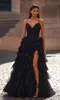 La Femme Lace-Up Long Tiered Prom Dress 32086 sold by PromGirl