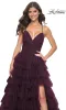La Femme Lace-Up Long Tiered Prom Dress 32086 sold by PromGirl