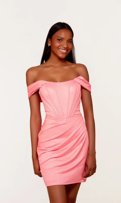 Off-Shoulder Corset Short Homecoming Dress 4714 sold by PromGirl