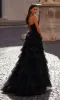 La Femme Lace-Up Long Tiered Prom Dress 32086 sold by PromGirl