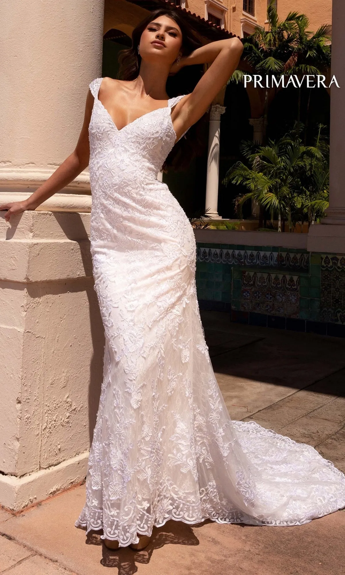 Long Wedding Dress 11107 by Primavera sold by PromGirl product image thumbnail 2