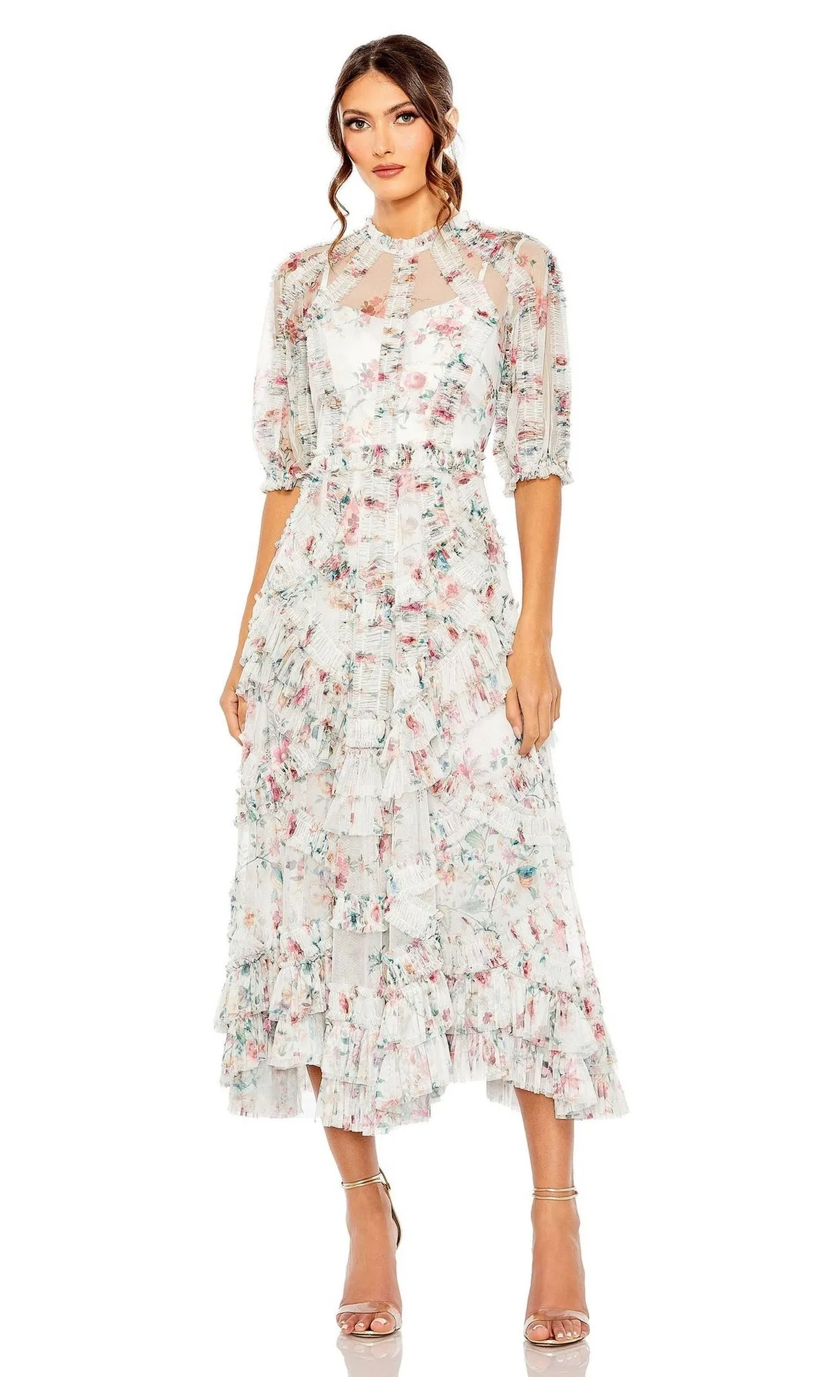 Short Sleeve Wedding Guest Dress: Mac Duggal 80111 sold by PromGirl product image thumbnail 3