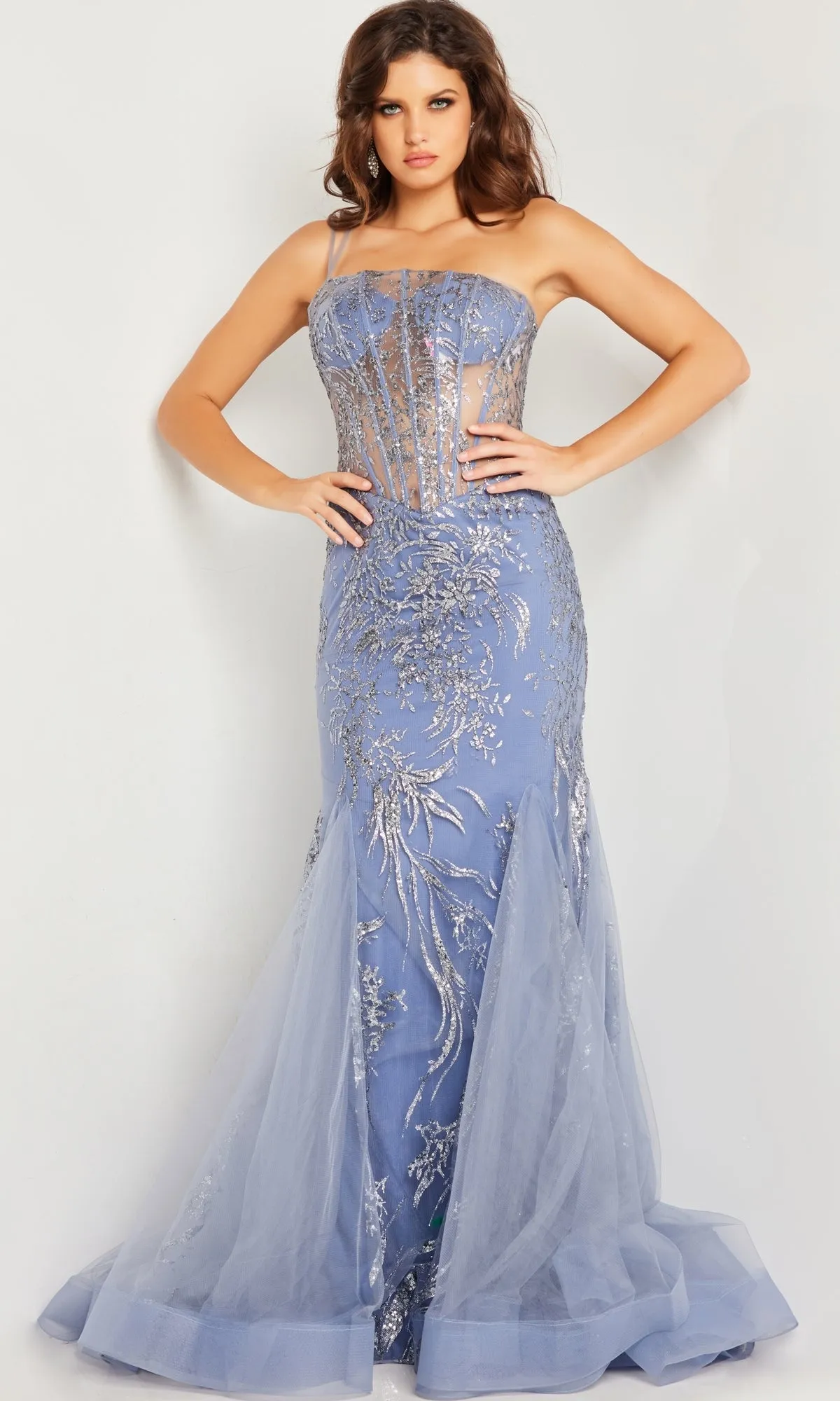 Jovani Sheer-Waist Long Glitter Prom Dress 26112 sold by PromGirl product image thumbnail 3