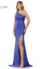 One-Shoulder Sequin-Striped Long Prom Dress 3120 sold by PromGirl