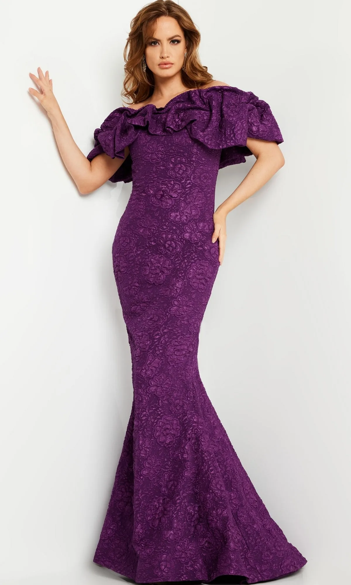 Jovani Long Brocade Mermaid Prom Dress 23847 sold by PromGirl product image thumbnail 4