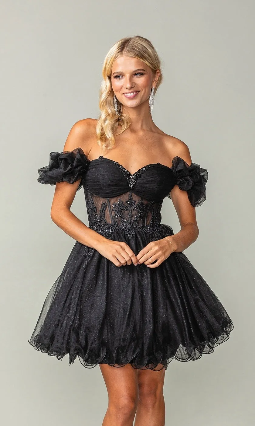 Ruffle-Sleeve Short Corset Homecoming Dress 3379 sold by PromGirl product image thumbnail 3